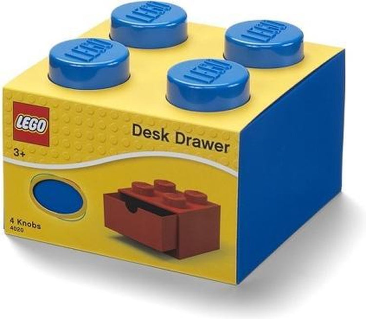 Lego - boîte de rangement tiroir de bureau brique 4 - plastique - bleu