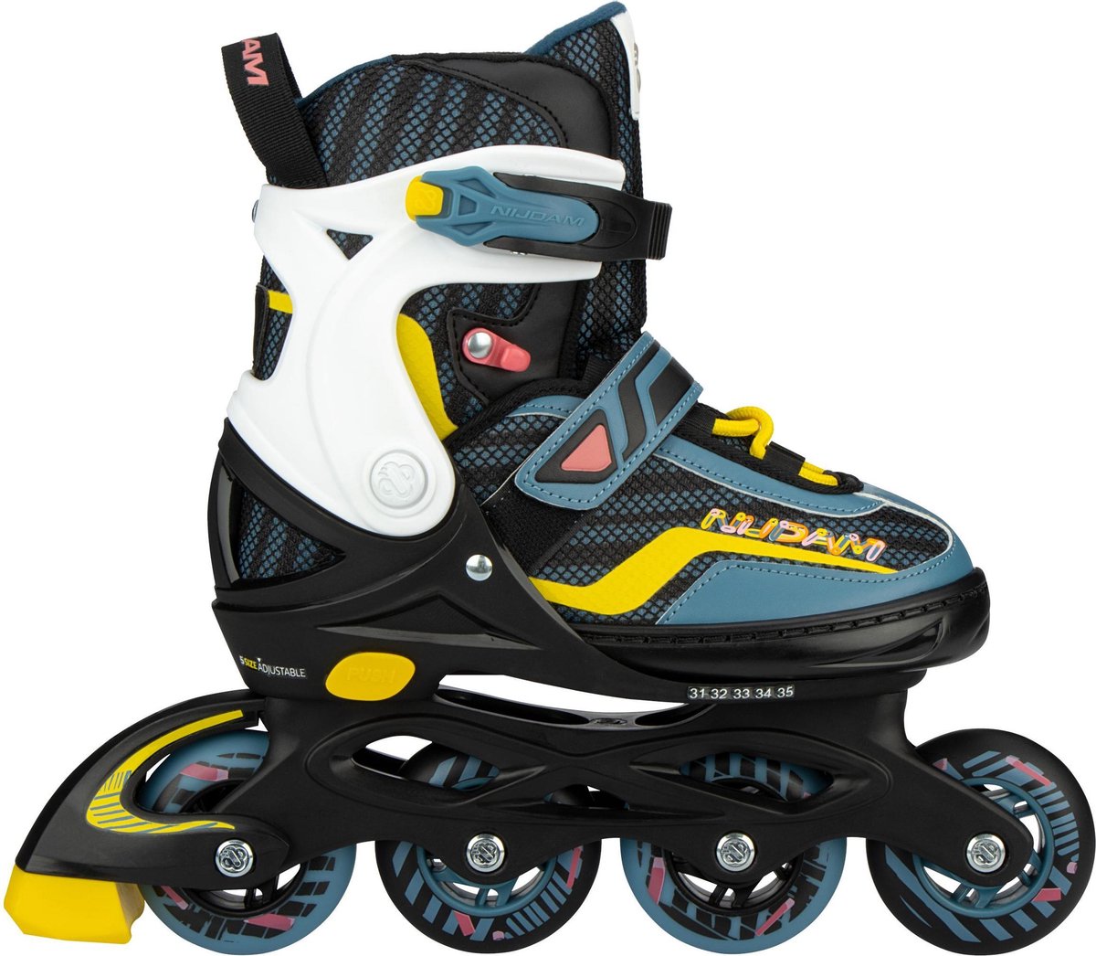 Nijdam rollers en ligne - réglables - game patrouille - bleu - taille 38-42