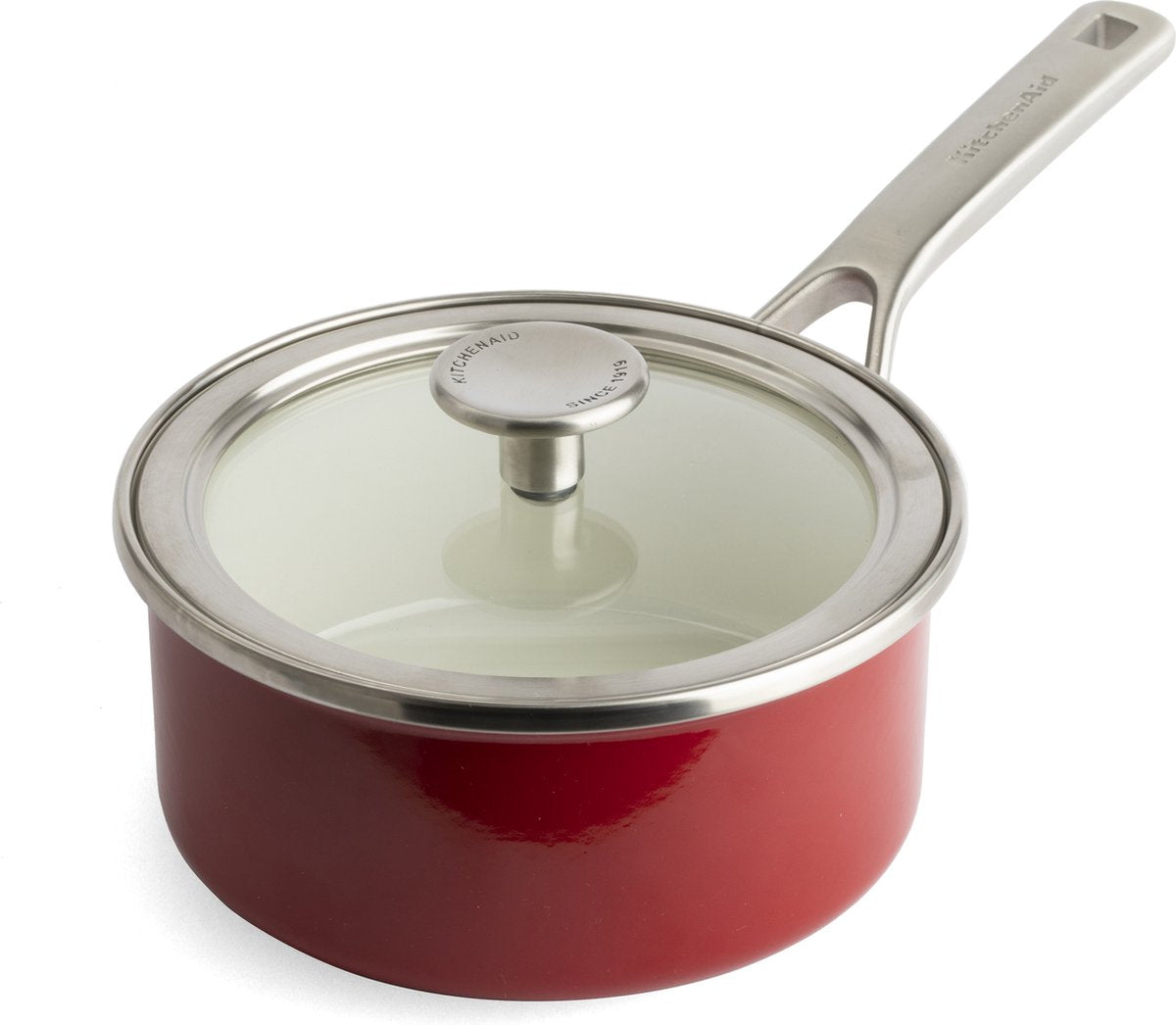 Kitchenaid casserole acier émaillée 16cm 1,3l - rouge impérial - induction - sans pfas