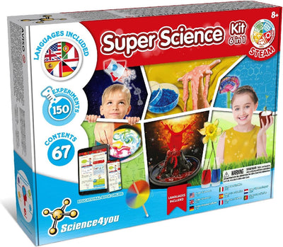 Science 4 you science4you 6-en-1 super science – boîte d'expérimentation éducative physique chimie – 25+ expériences – pour les enfants de 8 ans et plus