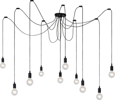 Lucide fix - lampe suspendue - 10xe27 - convient aux lofts et hauts plafonds - noir