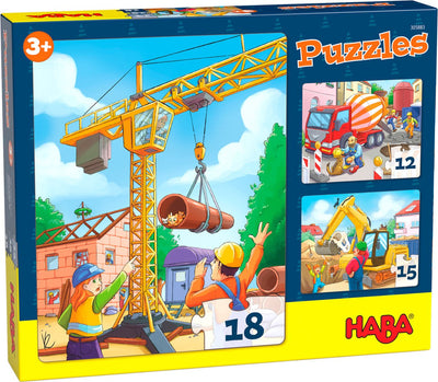 Haba puzzle véhicules de construction junior 20 x 25 cm carton 3 pièces