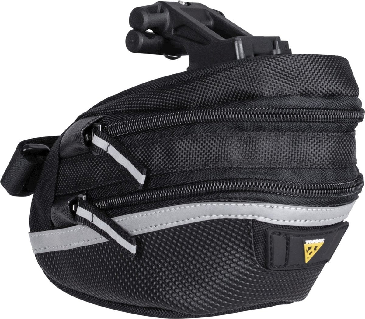 Sac à selle topak wp II M, noir, eau -pellent, polyester, adaptateur, 1,25L, QuickClick, réfléchissant, 152g