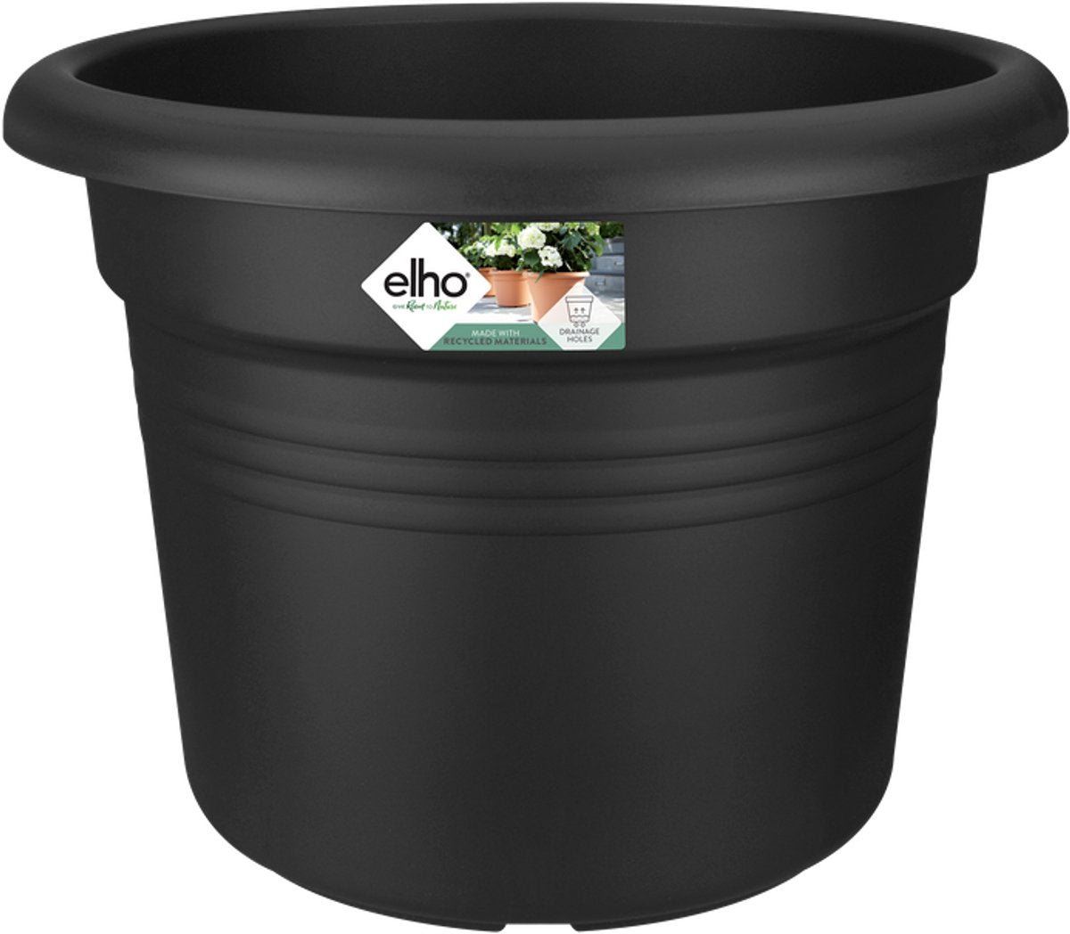 Elho green basics cylindre 55 - pot de fleur d'extérieur - ø 54,3 x h 41,2 cm - noir vivant