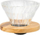 Goutteur en verre Hario v60 02 - bois d'olivier