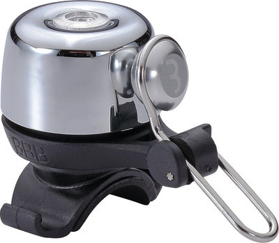 Bbb cycling sonnette de vélo bruyante – sonnette de vélo légère pour vélo de course et vélo électrique – sonnette de vélo avec élastique – argent – bbb-17