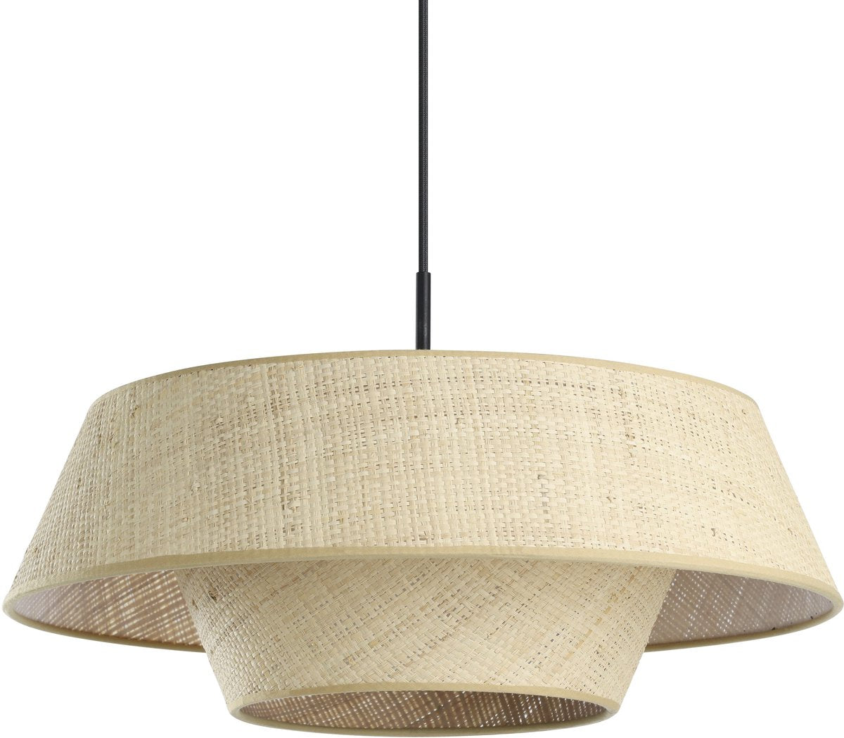 Lampe à suspension Eglo Marford / E27 - ø 50 cm - noir|naturel|raphia