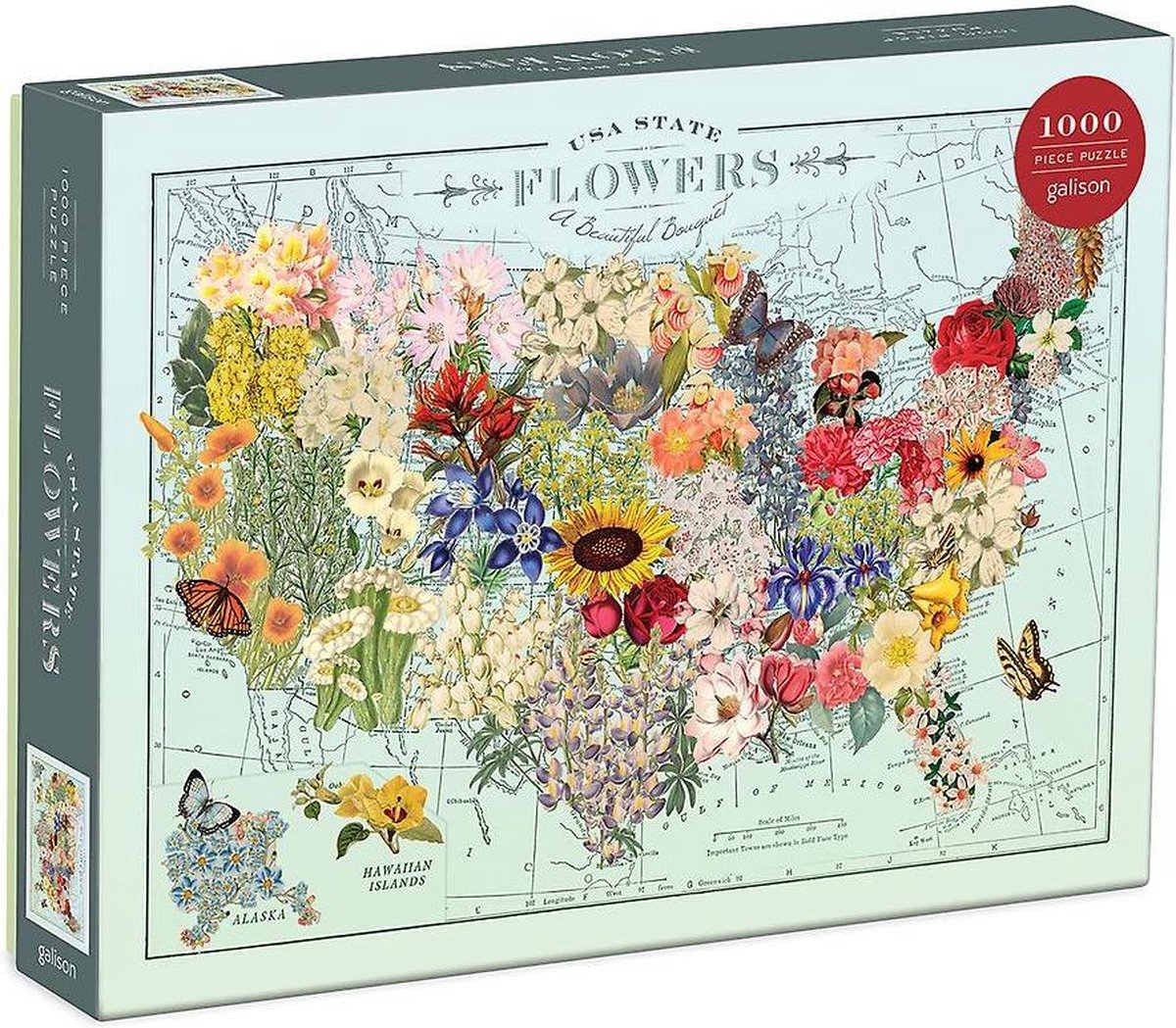 Wendy Gold Puzzle de 1000 pièces avec fleurs de l'État des États-Unis