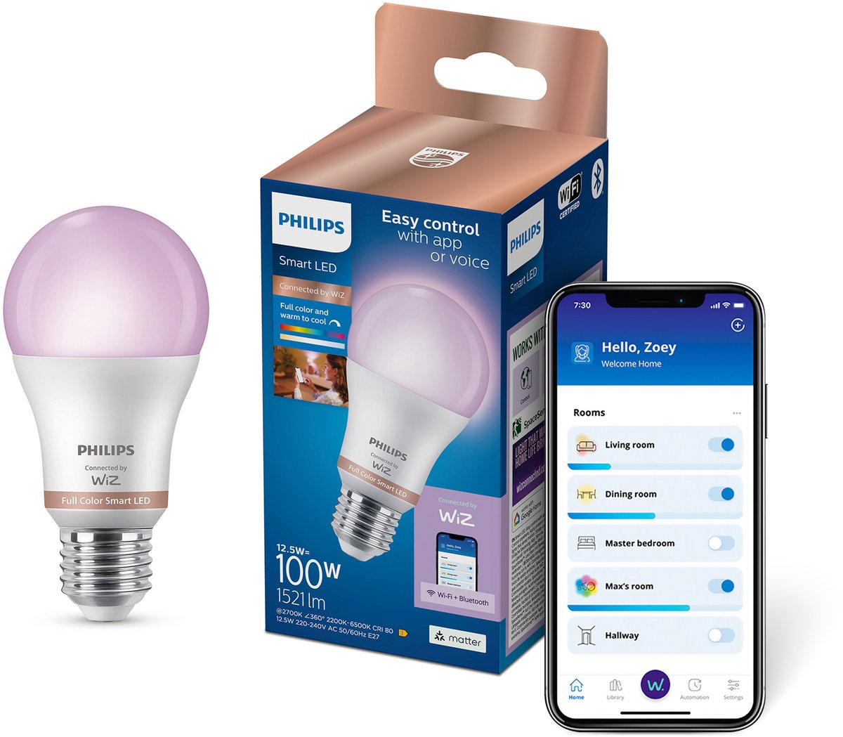 Philips smart Lighting - lampe - éclairage LED intelligent - lumière colorée et blanche - e27 - 100w - mat - wi-fi