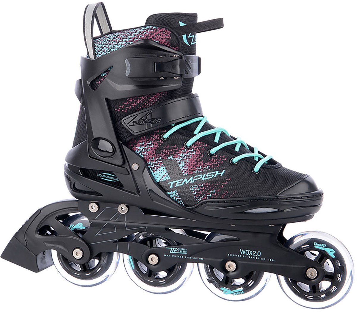 Tempish wox 2.0 84 rollers en ligne - rollers en ligne - femme - noir turquoise - taille 38