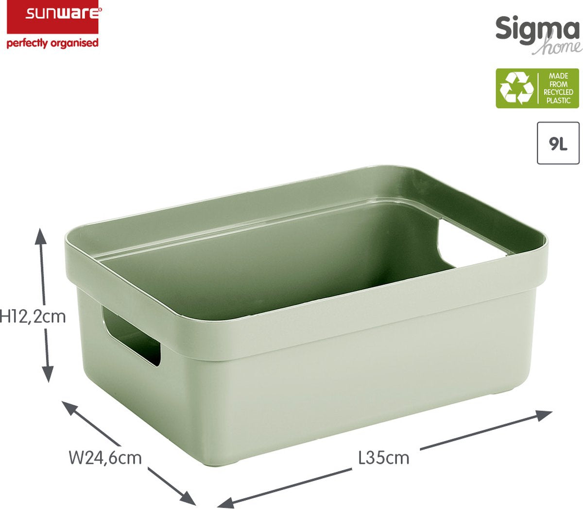Sunware - boîte de rangement sigma home 9l vert - 35 x 24,6 x 12,2 cm