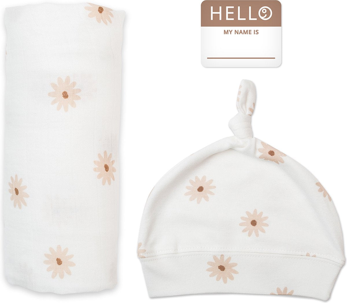 Bonnet d'emmaillotage Hello World Lulujo - marguerites