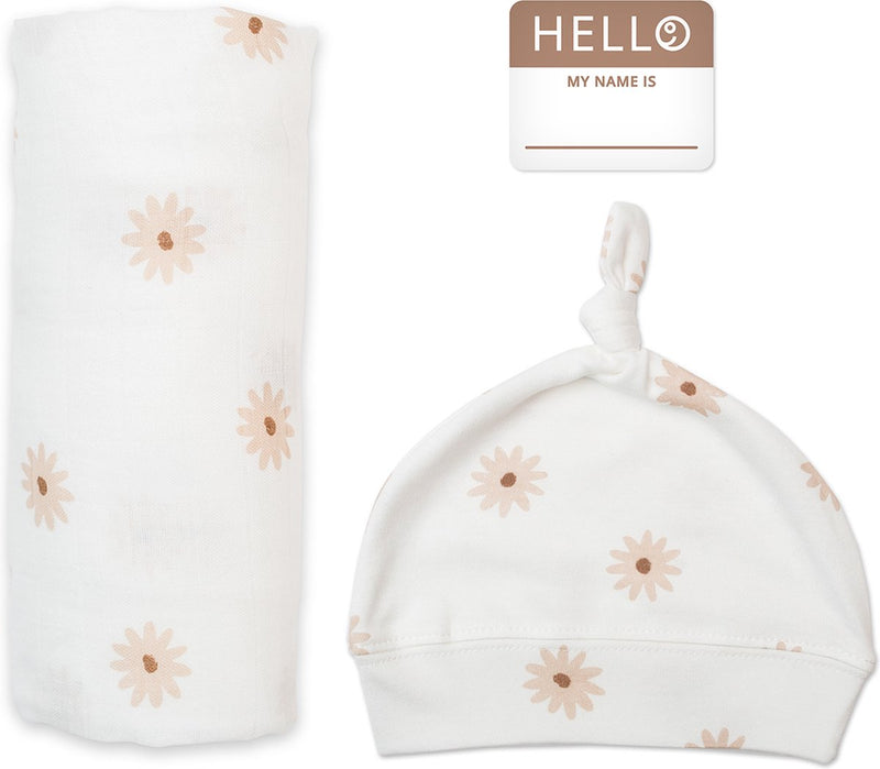 Bonnet d'emmaillotage Hello World Lulujo - marguerites