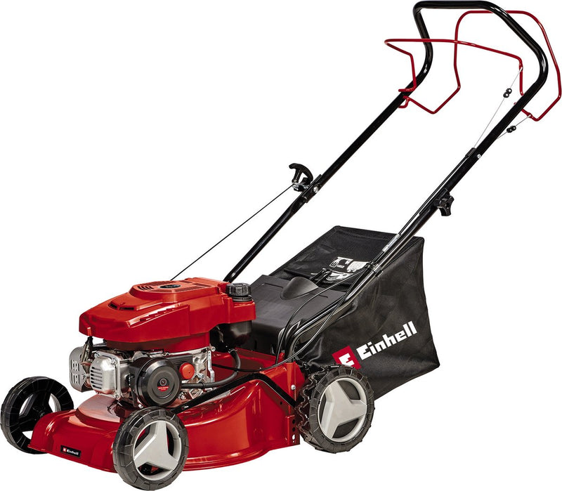 Tondeuse à gazon thermique Einhell GC-PM 40 2 s - 132 cm³ - 2 kW - 4 temps - largeur de coupe : 40 cm - superficie de pelouse recommandée : jusqu'à 1000 m² - bac de collecte 45 l - hauteur de coupe : 25-75 mm