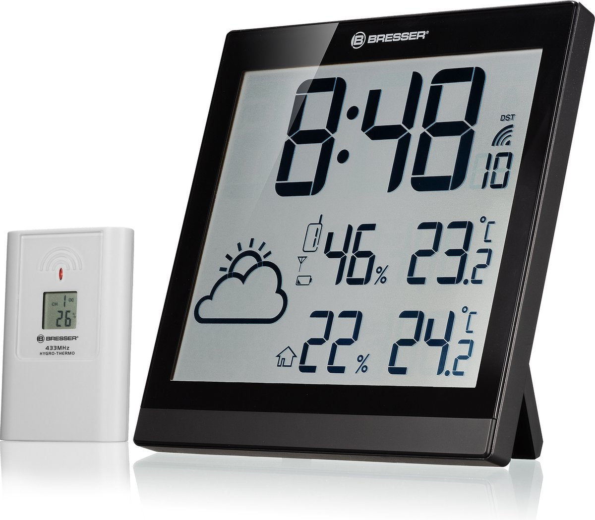 Station météo Bresser - temeotrend jc - noir - écran LCD avec prévisions météo - intérieur et extérieur