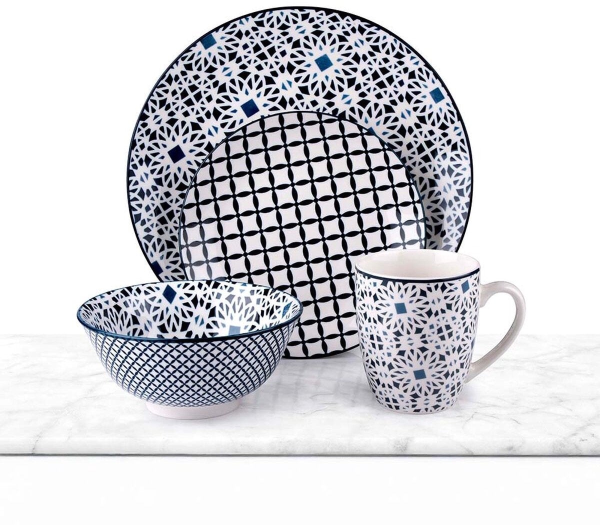 Service de table Alpina en céramique multicolore 16 pièces (4 pièces)