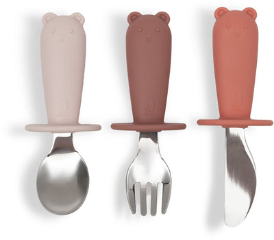 Ensemble de couverts bébé Jollein - couverts enfant en silicone - nuances blush