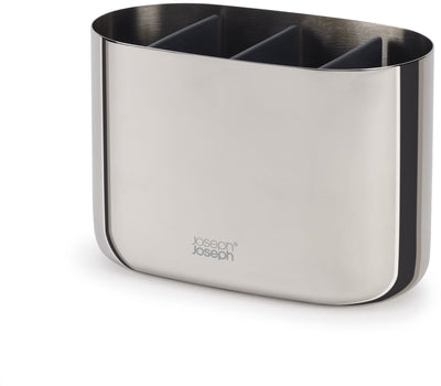 Joseph joseph organisateur de brosse à dents de luxe grand, 17,5 x 9,4 x 11,7 cm, avec 3 compartiments séparateurs, acier inoxydable, argent - | magasin facile