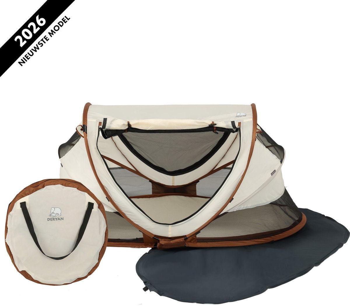 Lit de camping de luxe pour tout-petits Deryan avec matelas - lit de voyage pliable - lit de camping pour bébé - sable