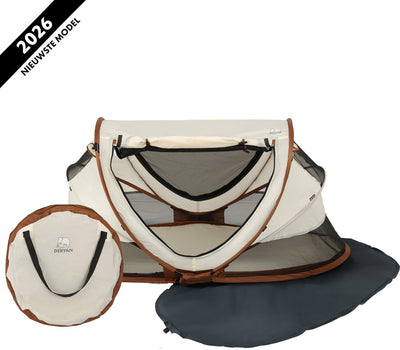 Lit de camping de luxe pour tout-petits Deryan avec matelas - lit de voyage pliable - lit de camping pour bébé - sable