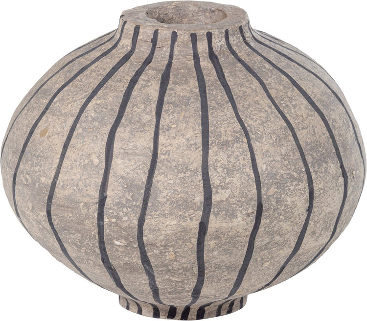Vase décoration Woood karo - papier mâché - sable - 30x35x35