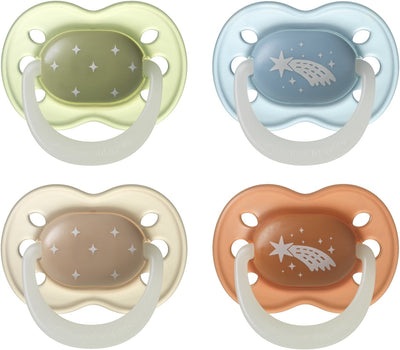 Tommee tippee nightglow brille dans la sucette sombre - 0-6 mois - 4 pièces - sucette orthodontique -100% sans BPA - couleurs nocturnes