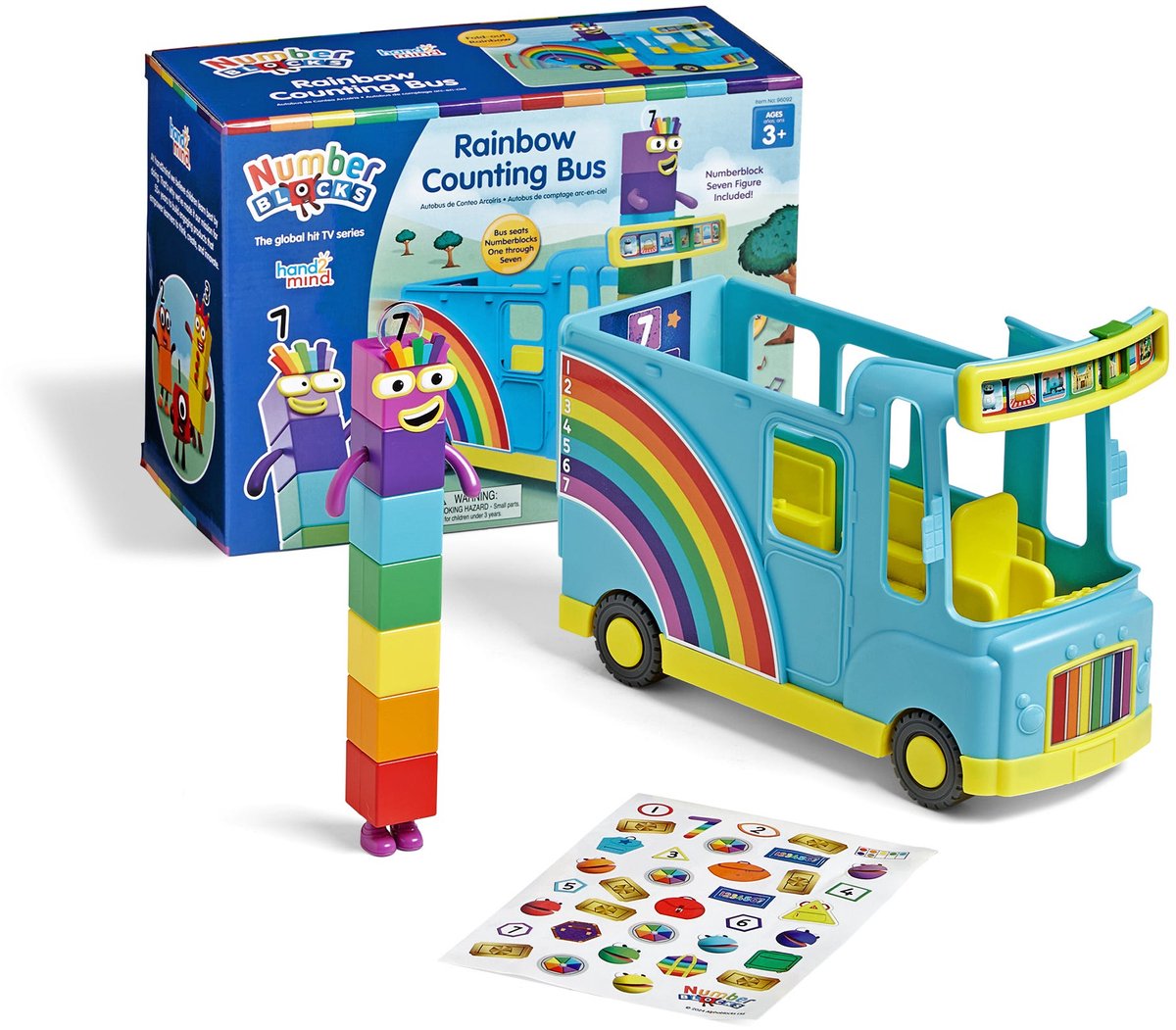 Ressources d'apprentissage jouets blocs de chiffres arc-en-ciel comptage bus interactif. - 3+