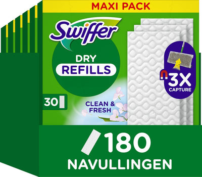 Lingettes nettoyantes pour sols secs Swiffer - 6 x 30 recharges pour essuie-sols