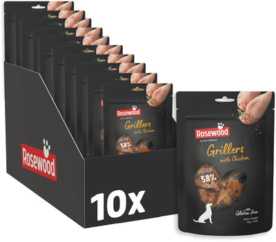 Poulet Grillers au Bois de Rose – Snack moelleux pour chien avec 58 % de poulet – avec ingrédients naturels – sans additifs artificiels – 10 x 100 g