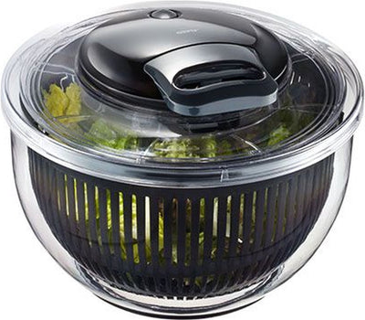 Essoreuse à salade Gefu pullit 4,5 litres – noir transparent – avec cordon de serrage et bouton d'arrêt – ø 25 cm