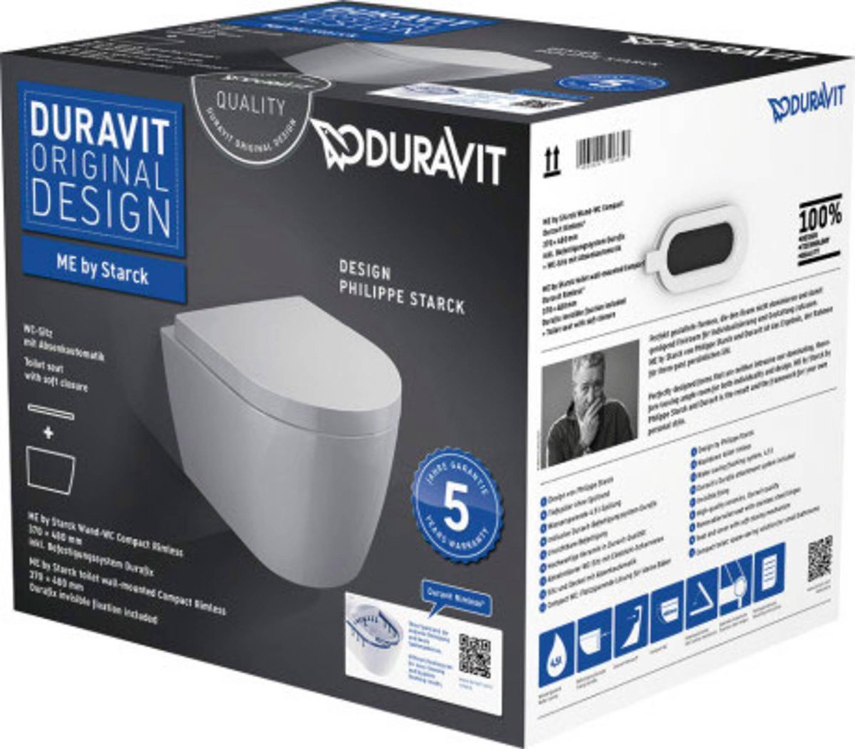 Duravit me by starck pack WC suspendu compact avec siège à fermeture douce blanc