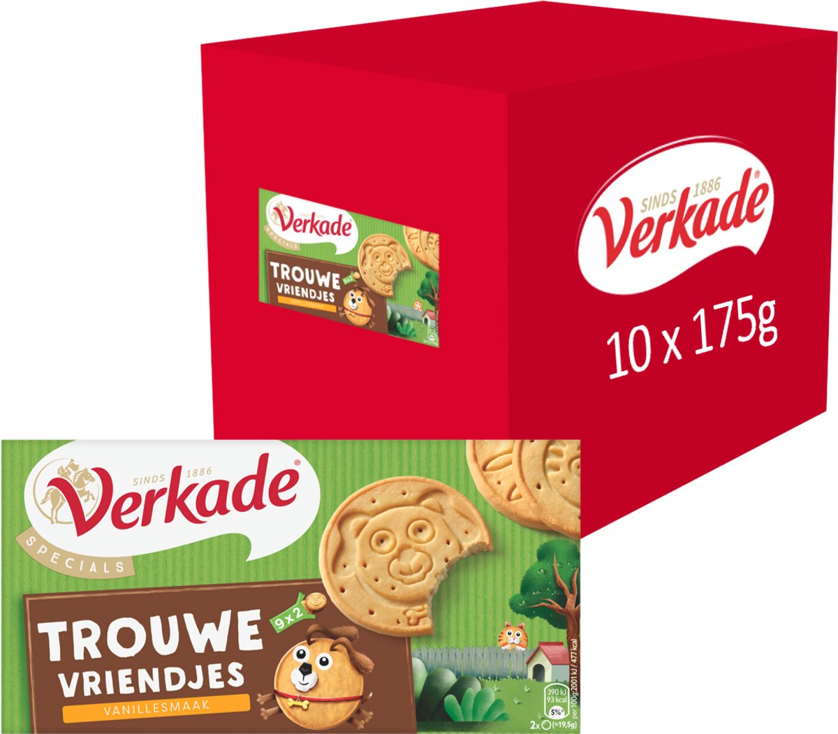 Verkade - cookie - amis fidèles avec biscuits à la vanille - 10 x 175 grammes