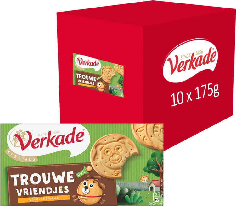 Verkade - cookie - amis fidèles avec biscuits à la vanille - 10 x 175 grammes