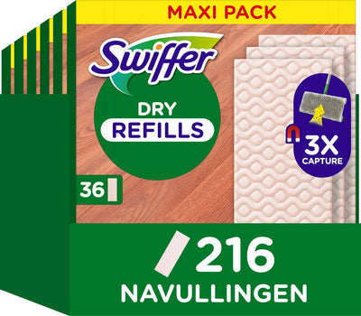 Lingettes sèches nettoyantes pour sols Swiffer pour bois - 6 x 36 recharges pour raclette de sol