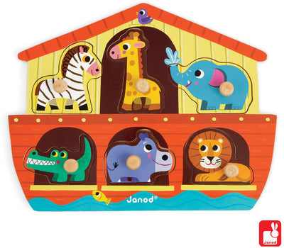 Janod - puzzle boutons - Arche de Noé - 6 pièces