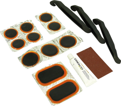 Kit de réparation de pneus de vélo Dresco - kit de réparation de vélo - 17 pièces - blanc