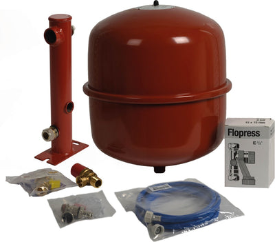 Kit de raccordement chaudière Plieger - kit vase d'expansion - 4 trous - prépression 1,0 bar - 18 litres - rouge