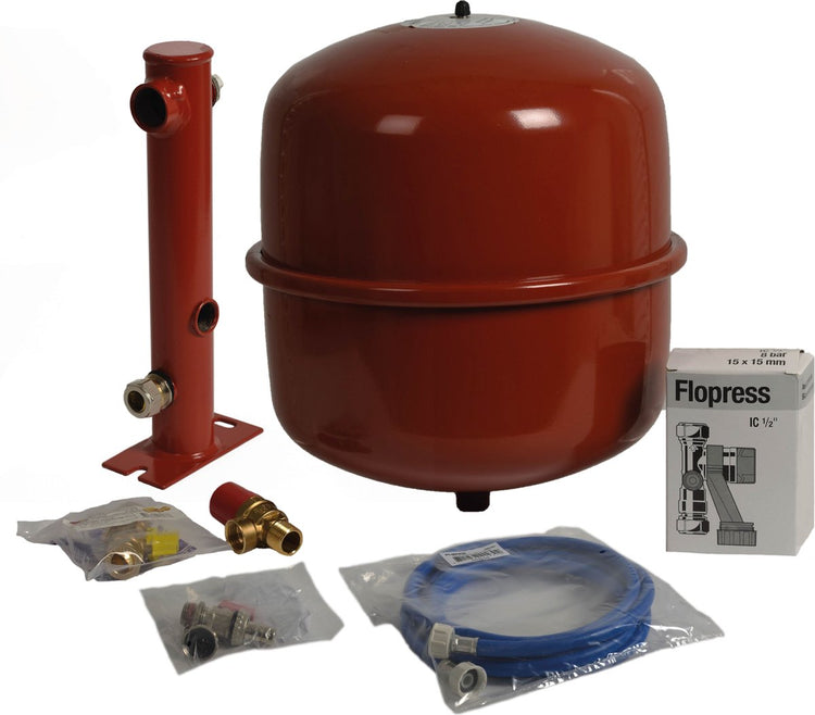 Kit de raccordement chaudière Plieger - kit vase d'expansion - 4 trous - prépression 1,0 bar - 18 litres - rouge