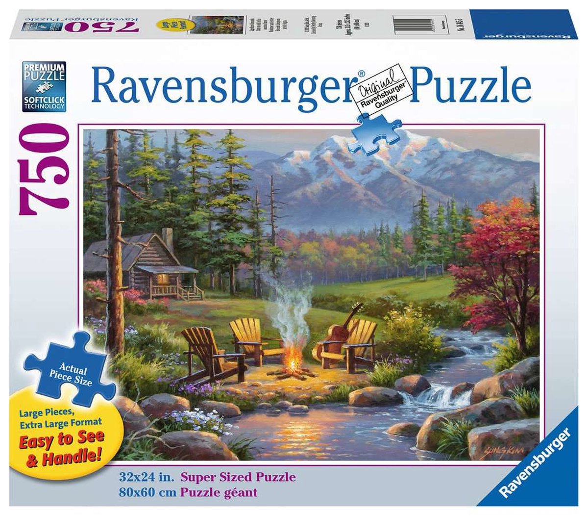 Ravensburger puzzle pièces xxl - au coin du feu - 750 pièces.