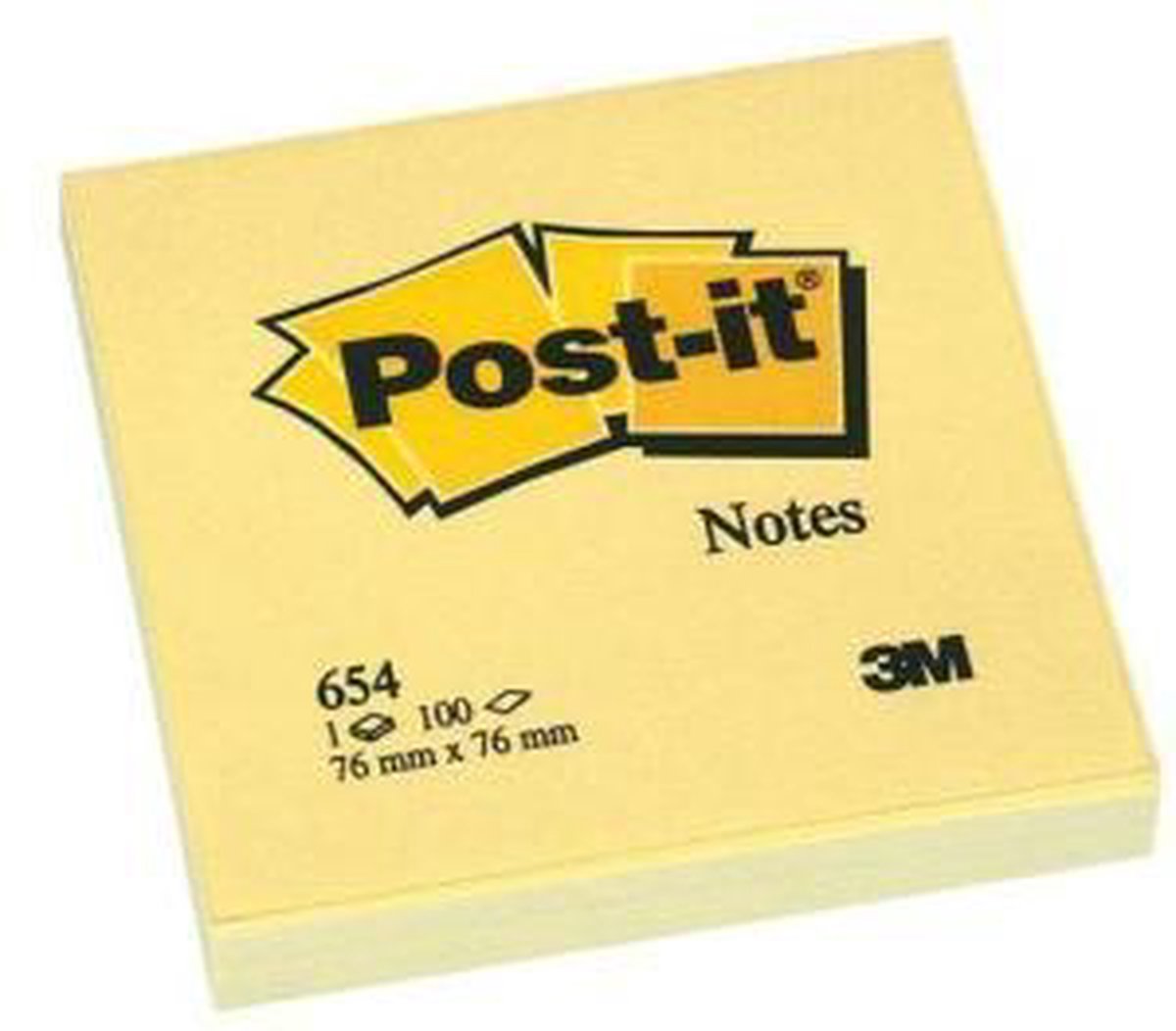 Bloc-notes Post-it® jaune - 76 x 76 mm - 100 feuilles
