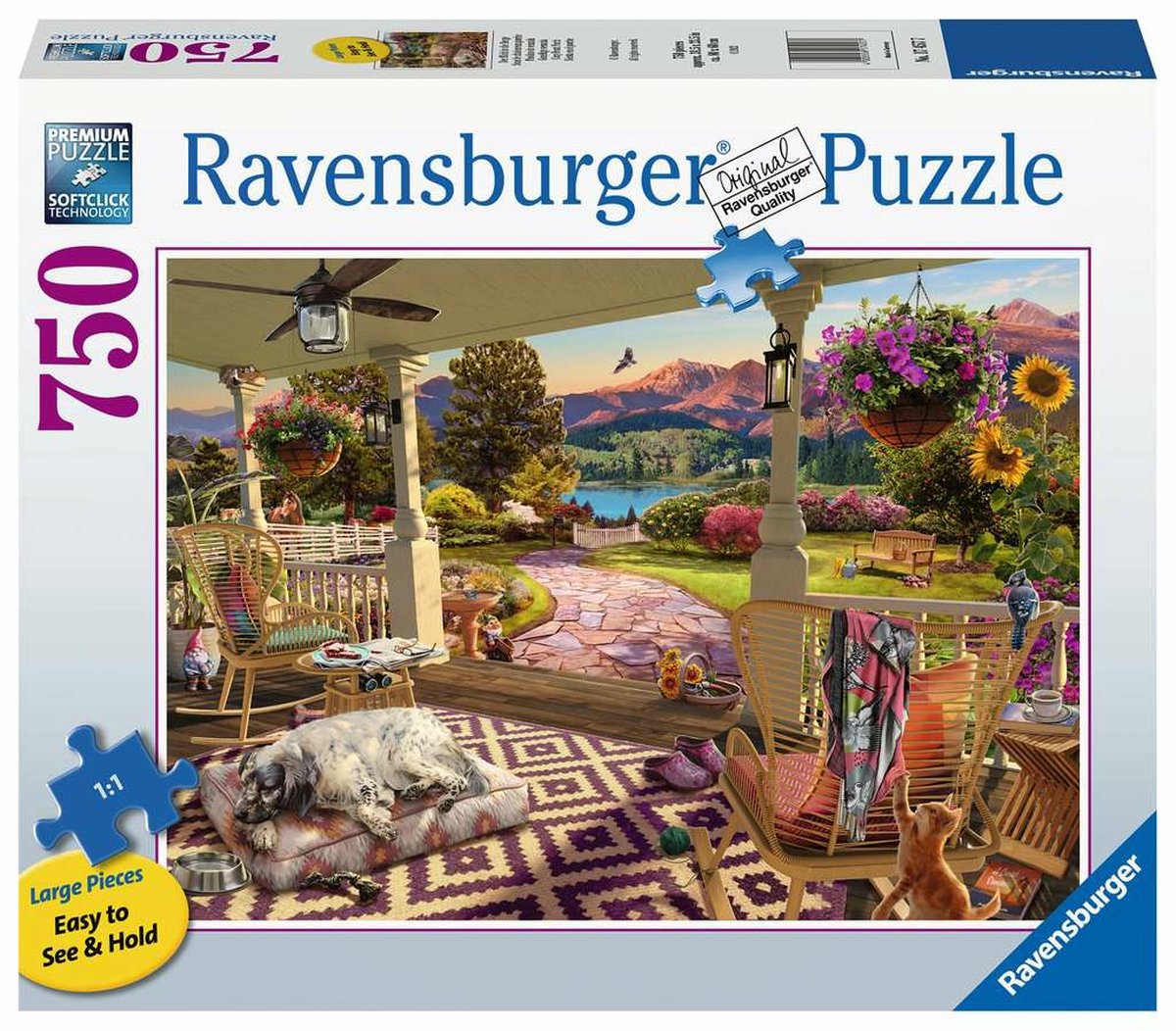 Ravensburger puzzle véranda paysage 750 pièces grand puzzle.