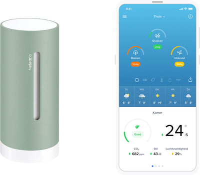 Module intérieur intelligent Netatmo - 2ème génération - hygromètre compteur de co2 - station météo d'extension - fonctionne avec Apple Home, Google Alexa