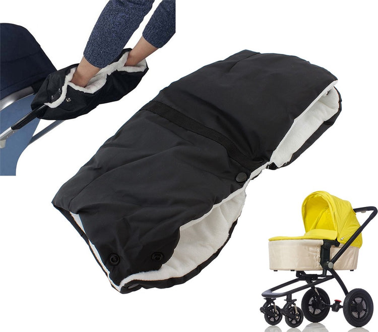 Gant polaire sans marque sans marque - pour les mains chaudes - poussette - buggy - gant universel - sac à main - noir