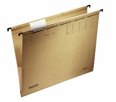 Dossier suspendu Leitz alpha® a4 avec soufflet - 25 pièces - fond en V - marron naturel