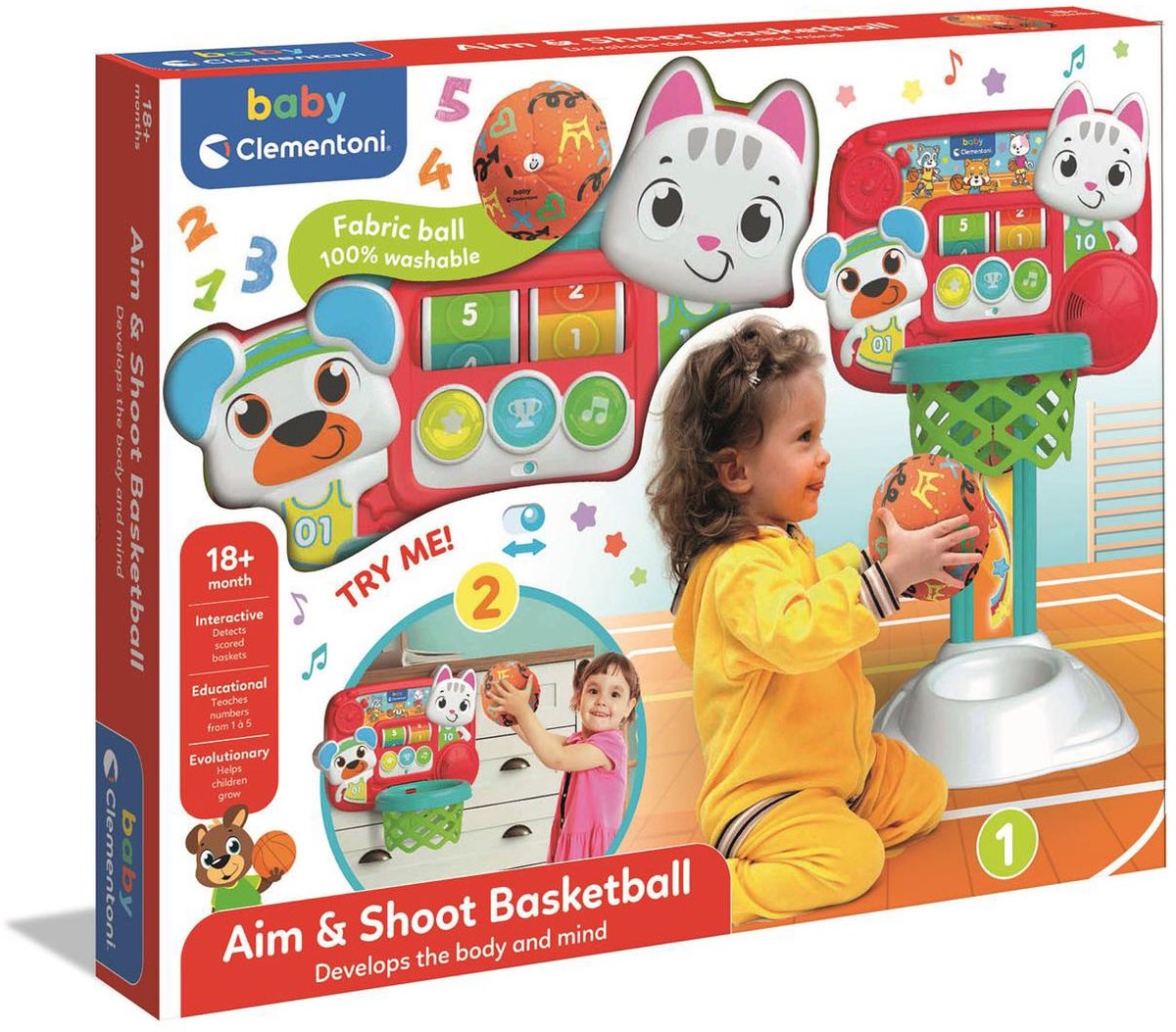 Le bébé Clementoni vise et tire au basket