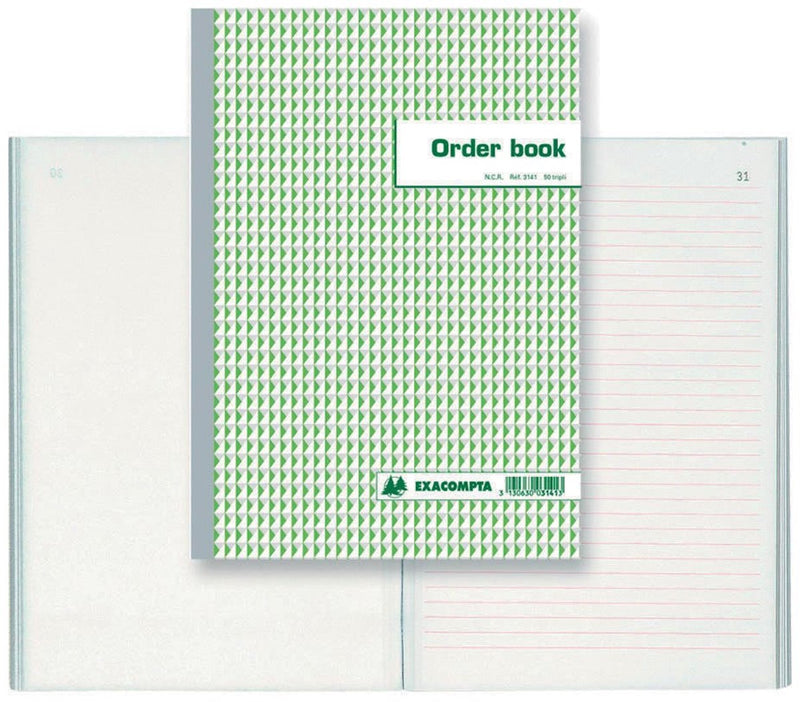 Carnet de commande exacompta 3141x 21x29,7cm ligne non imprimée triple autocopiant nl fr