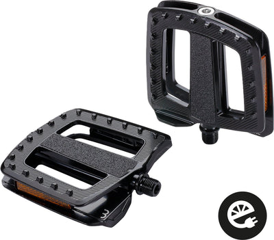 Bbb cycling pédales de vélo antidérapantes - ergobase hp aluminium - certifié e-bike - ergonomique - pédales de vélo universelles : vélos cargo électriques - noir - pédales plates - bpd-49