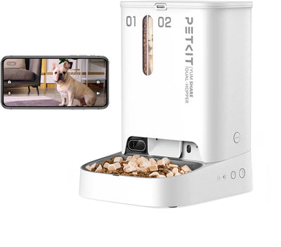 Petkit - yumshare double trémie avec caméra - 2 compartiments - gamelle automatique de 5 litres pour chat et chien