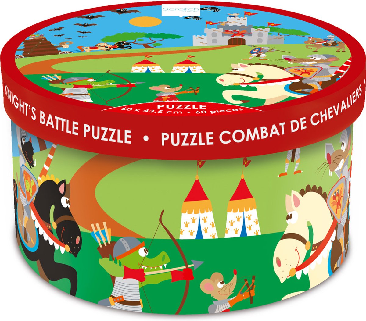 Puzzle à gratter - combat de chevaliers - 60x43,5cm - 60 pièces - 4 ans