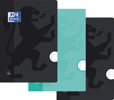 Carnets Oxford - a4 - line - 36 feuilles - noir turquoise - paquet de 3